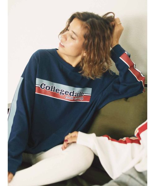 Ungrid(アングリッド)の「CollegedaleロゴロングスリーブTee(Tシャツ/カットソー・レディース・ネイビー/ブラウン/オフホワイト・FREE)」の22枚目の写真