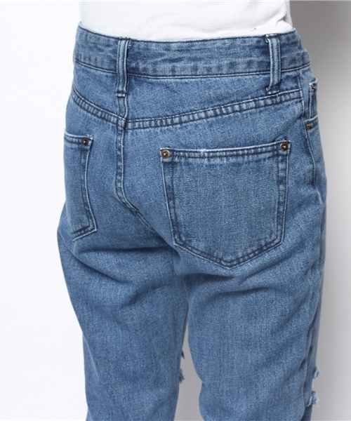 WEGO（ウィゴー）の「WEGO/ デニムダメージボーイズパンツ（デニムパンツ・レディース・オフホワイト/ブラック/インディゴブルー・MEDIUM/LARGE）」の5枚目の写真