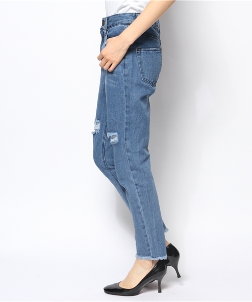 WEGO（ウィゴー）の「WEGO/ デニムダメージボーイズパンツ（デニムパンツ・レディース・オフホワイト/ブラック/インディゴブルー・MEDIUM/LARGE）」の13枚目の写真