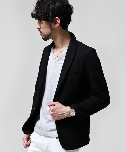 NANO universe（ナノユニバース）の「コットンミラノリブラペルJK（テーラードジャケット・メンズ・ブラック/ネイビー・SMALL/LARGE/X-LARGE/MEDIUM）」の11枚目の写真