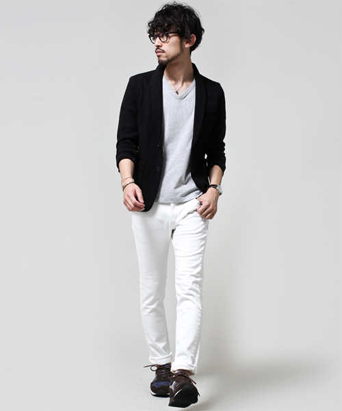 NANO universe（ナノユニバース）の「コットンミラノリブラペルJK（テーラードジャケット・メンズ・ブラック/ネイビー・SMALL/LARGE/X-LARGE/MEDIUM）」の4枚目の写真