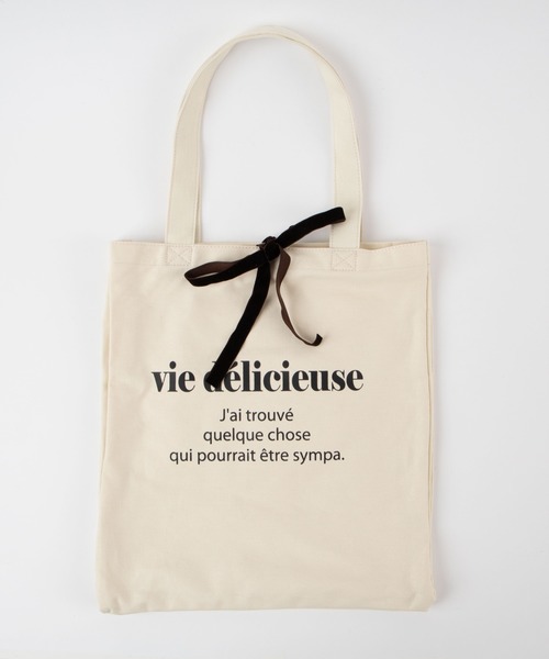 WEGO（ウィゴー）の「WEGO/キャンバスレタリングロゴトートバッグ（トートバッグ・レディース・ホワイト系その他・FREE）」の2枚目の写真