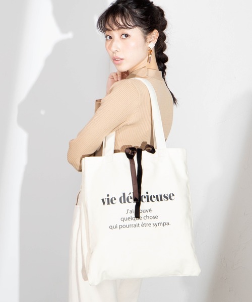 WEGO（ウィゴー）の「WEGO/キャンバスレタリングロゴトートバッグ（トートバッグ・レディース・ホワイト系その他・FREE）」の10枚目の写真