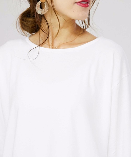 M y u（ミュー）の「ロング丈シャツデザインカット（Tシャツ/カットソー・レディース・ホワイト・MEDIUM）」の5枚目の写真