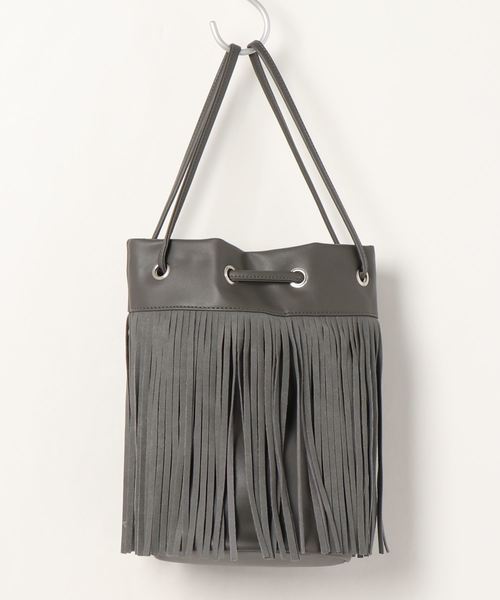 KOBE LETTUCE（コウベレタス）の「フリンジラウンドバッグ（ハンドバッグ・レディース・アイボリー/グレー/イエロー/グレイッシュベージュ・FREE）」の5枚目の写真