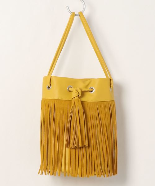 KOBE LETTUCE（コウベレタス）の「フリンジラウンドバッグ（ハンドバッグ・レディース・アイボリー/グレー/イエロー/グレイッシュベージュ・FREE）」の16枚目の写真