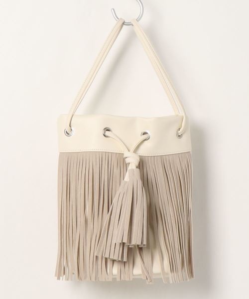 KOBE LETTUCE（コウベレタス）の「フリンジラウンドバッグ（ハンドバッグ・レディース・アイボリー/グレー/イエロー/グレイッシュベージュ・FREE）」の13枚目の写真