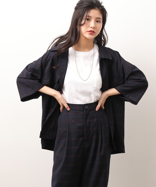 JUNRED（ジュンレッド）の「ミドルスリーブチェックＣＰＯ（シャツ/ブラウス・メンズ・ベージュ/ネイビー・S/M/L）」の2枚目の写真