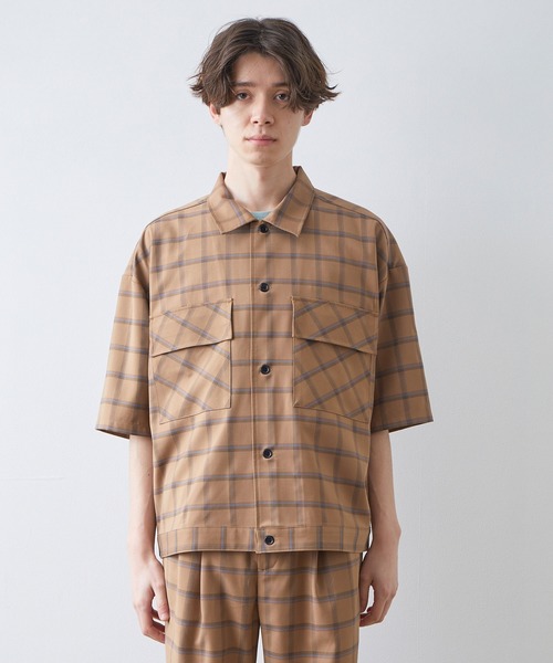 JUNRED（ジュンレッド）の「ミドルスリーブチェックＣＰＯ（シャツ/ブラウス・メンズ・ベージュ/ネイビー・S/M/L）」の22枚目の写真