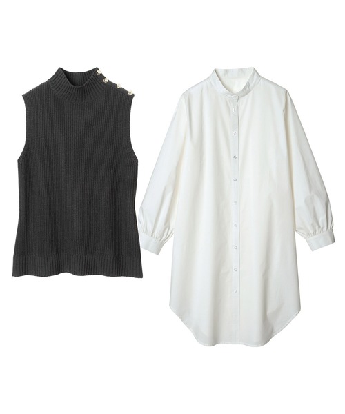RANAN(ラナン)の「2点セット/ベストシャツレイヤードセット(アンサンブル・レディース・ブラック・M/L/3L/LL)」の2枚目の写真
