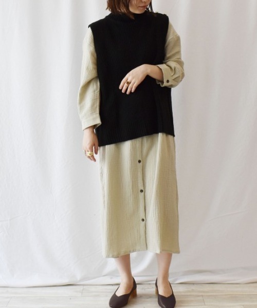 RANAN(ラナン)の「2点セット/ベストシャツレイヤードセット(アンサンブル・レディース・ブラック・M/L/3L/LL)」の7枚目の写真