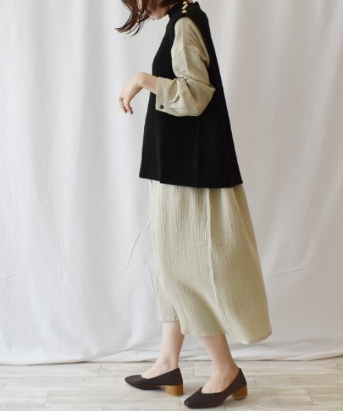 RANAN(ラナン)の「2点セット/ベストシャツレイヤードセット(アンサンブル・レディース・ブラック・M/L/3L/LL)」の6枚目の写真