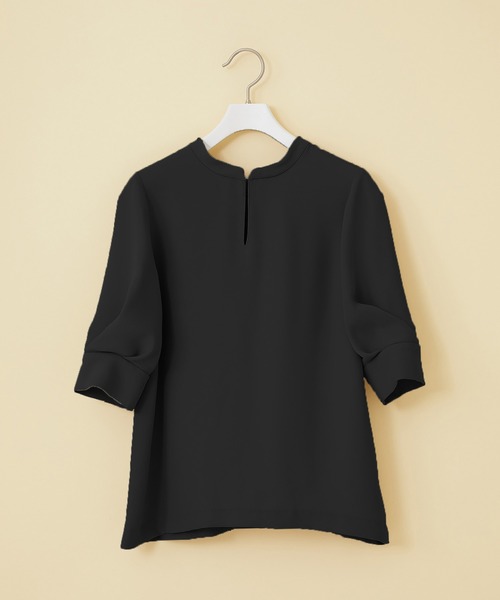 STUDIOUS（ステュディオス）の「【STUDIOUS】ハーフスリーブ２WAYブラウス（シャツ/ブラウス・レディース・ブラック/サックスブルー/ベージュ/ホワイト・FREE）」の3枚目の写真