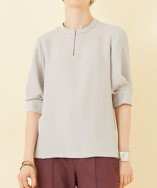 STUDIOUS（ステュディオス）の「【STUDIOUS】ハーフスリーブ２WAYブラウス（シャツ/ブラウス・レディース・ブラック/サックスブルー/ベージュ/ホワイト・FREE）」の20枚目の写真