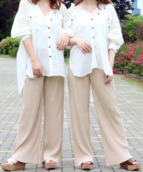 PairPair（ペアペア）の「セルフカットプリーツパンツ（その他パンツ・レディース・ブラック/ラベンダー/ライトベージュ・FREE）」の4枚目の写真