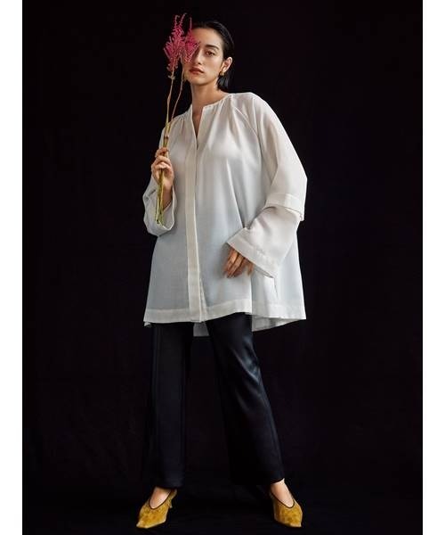 ブラウス シャツ ギャザーAラインオーバーチュニックシャツ レディース Mila Owen（ミラオーウェン）の「ギャザーAラインチュニック