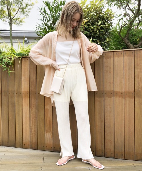 one after another NICE CLAUP（ワンアフターアナザーナイスクラップ）の「キャミワンピースプリーツパンツセット（ワンピース・レディース・オフホワイト/アイボリー/ミント/ピンクベージュ・FREE）」の20枚目の写真