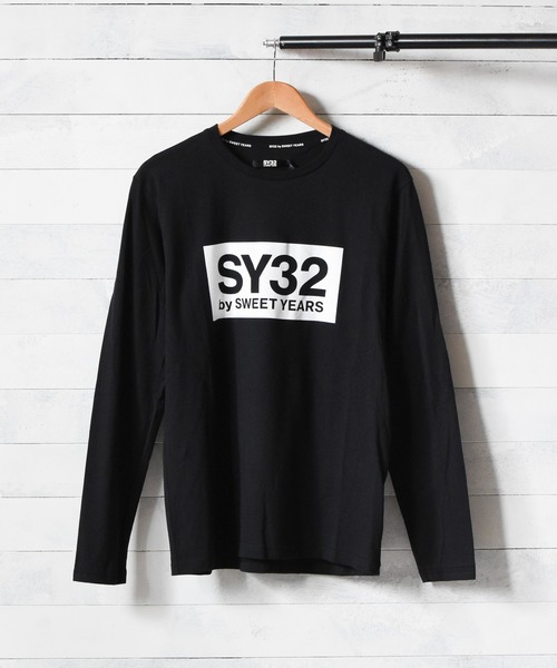 SY32 by SWEET YEARS（エスワイサーティトゥバイスィートイヤーズ）の「【73】【it】【SY32 by SWEET YEARS】BOXLOG L/S TEE（Tシャツ/カットソー・レディース・ホワイト×ホワイト/ブラック×ホワイト/ブラック×ブラック/ホワイト系その他/ホワイト×ブラック/ホワイト×レッド・SMALL/MEDIUM/LARGE/X-LARGE/XX-LARGE）」の5枚目の写真