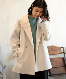 LAKOLE | ニットメルトンダブルラペルハーフコート / LAKOLE(ピーコート)