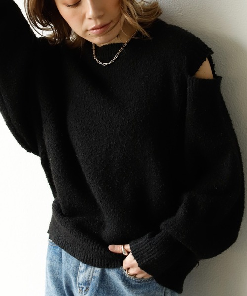 Auntie Rosa Holiday（アンティローザホリデー）の「肩スリットスラブニット（ニット/セーター・レディース・ブラック/グリーン/ナチュラル・FREE）」の15枚目の写真