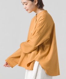 綿サテン切替ポケットシャツ