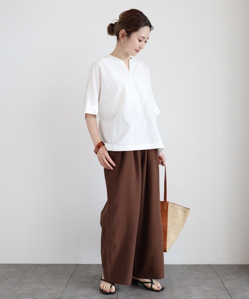 AMERICAN HOLIC（アメリカンホリック）の「リネンブレンドタックワイドパンツ（その他パンツ・レディース・ベージュ/カーキ/ブラック/ブラウン・MEDIUM/LARGE）」の17枚目の写真