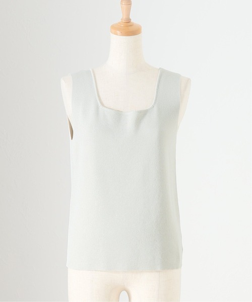 Simplicite(サンプリシテ)の「スクエアNCタンクトップ(ニット/セーター・レディース・ホワイト/グレー/ピンク/グリーン・FREE)」の6枚目の写真