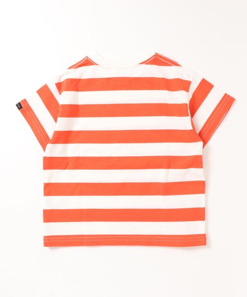 GROOVY COLORS（グルービーカラーズ）の「天竺ボーダー STANDARD ビッグTシャツ（Tシャツ/カットソー・キッズ・ブラック/カーキ/オレンジ・120/100/90/110）」の4枚目の写真