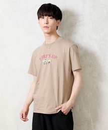 USAコットン ビッグシルエット刺繍入りプリント半袖Tシャツ