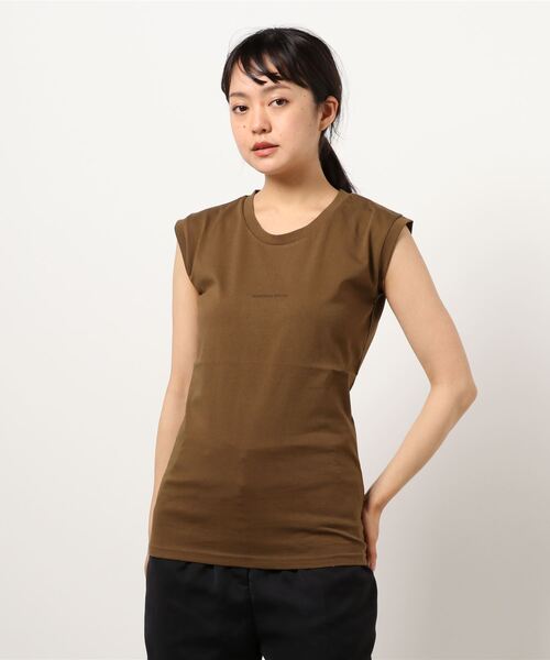 ottilie(オティーリエ)の「ちびロゴノースリーブ(Tシャツ/カットソー・レディース・チャコールグレー/ブラウン/オフホワイト/カーキ・FREE)」の8枚目の写真