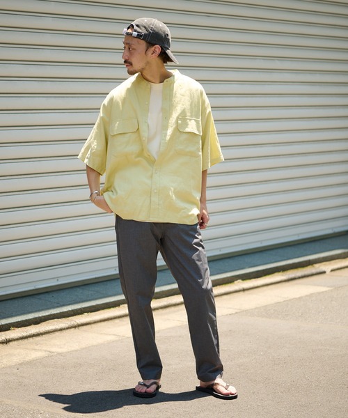 CIAOPANIC TYPY（チャオパニックティピー）の「【OSORO】レーヨン麻バンドカラーシャツ（シャツ/ブラウス・メンズ・チャコールグレー/ブラウン/イエロー/オレンジ/アイボリー/グリーン・SMALL/MEDIUM/LARGE/X-LARGE）」の8枚目の写真