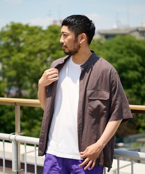 CIAOPANIC TYPY（チャオパニックティピー）の「【OSORO】レーヨン麻バンドカラーシャツ（シャツ/ブラウス・メンズ・チャコールグレー/ブラウン/イエロー/オレンジ/アイボリー/グリーン・SMALL/MEDIUM/LARGE/X-LARGE）」の13枚目の写真