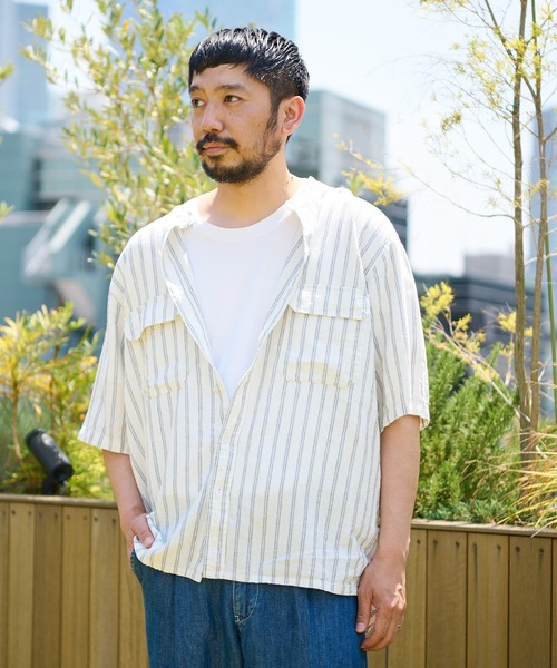 CIAOPANIC TYPY（チャオパニックティピー）の「【OSORO】レーヨン麻バンドカラーシャツ（シャツ/ブラウス・メンズ・チャコールグレー/ブラウン/イエロー/オレンジ/アイボリー/グリーン・SMALL/MEDIUM/LARGE/X-LARGE）」の17枚目の写真