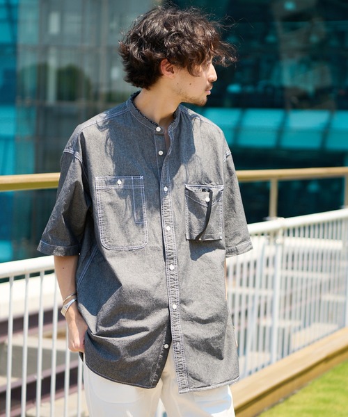 CIAOPANIC TYPY（チャオパニックティピー）の「ヴィンテージシャンブレーオーバーシャツ（シャツ/ブラウス・メンズ・ブラック/ブルー・MEDIUM/LARGE/X-LARGE）」の15枚目の写真