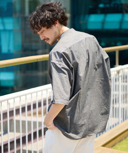 CIAOPANIC TYPY（チャオパニックティピー）の「ヴィンテージシャンブレーオーバーシャツ（シャツ/ブラウス・メンズ・ブラック/ブルー・MEDIUM/LARGE/X-LARGE）」の11枚目の写真