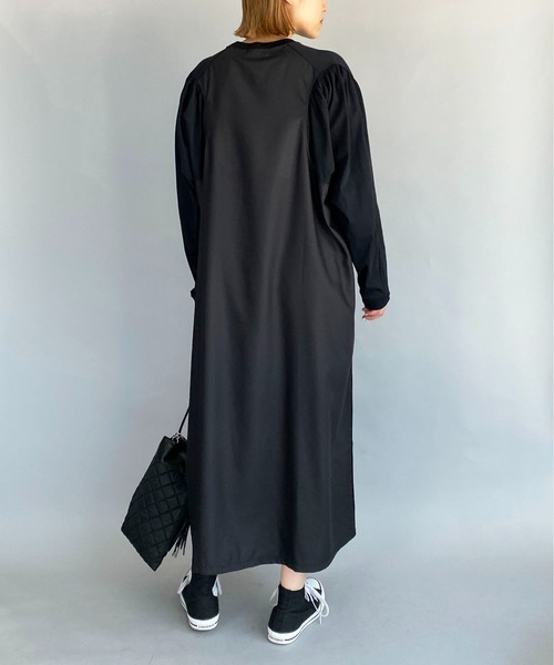 audrey and john wad（オードリーアンドジョンワッド）の「バック異素材ワンピース（ワンピース・レディース・ブラック/キャメル・M）」の6枚目の写真