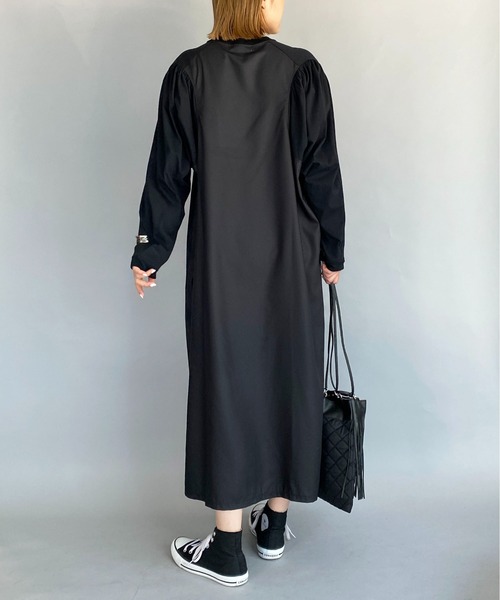 audrey and john wad（オードリーアンドジョンワッド）の「バック異素材ワンピース（ワンピース・レディース・ブラック/キャメル・M）」の3枚目の写真