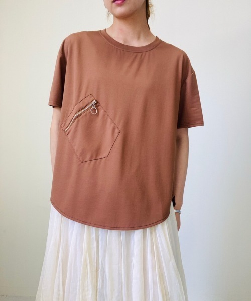 DOLLUPOOPS(ドールアップウップス)の「ポケット付きT(Tシャツ/カットソー・レディース・ピンク/レッド/オレンジ/マスタード/ブラウン・38)」の3枚目の写真