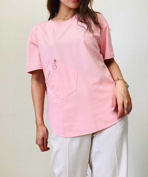 DOLLUPOOPS(ドールアップウップス)の「ポケット付きT(Tシャツ/カットソー・レディース・ピンク/レッド/オレンジ/マスタード/ブラウン・38)」の1枚目の写真