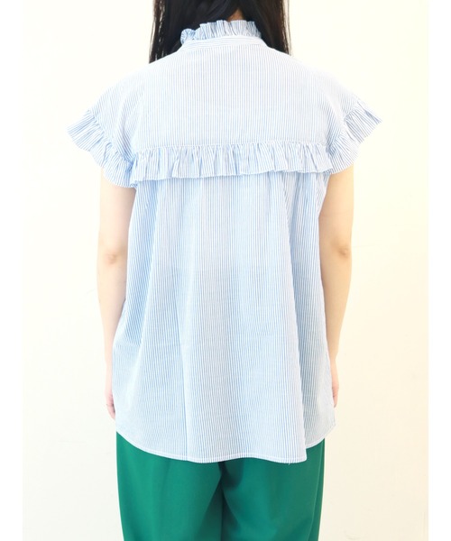 Te chichi（テチチ）の「スタンドフリル切替ブラウス（シャツ/ブラウス・レディース・ブルー/ブラック/オフホワイト・ﾌﾘ-）」の7枚目の写真