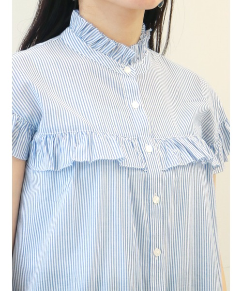 Te chichi（テチチ）の「スタンドフリル切替ブラウス（シャツ/ブラウス・レディース・ブルー/ブラック/オフホワイト・ﾌﾘ-）」の8枚目の写真