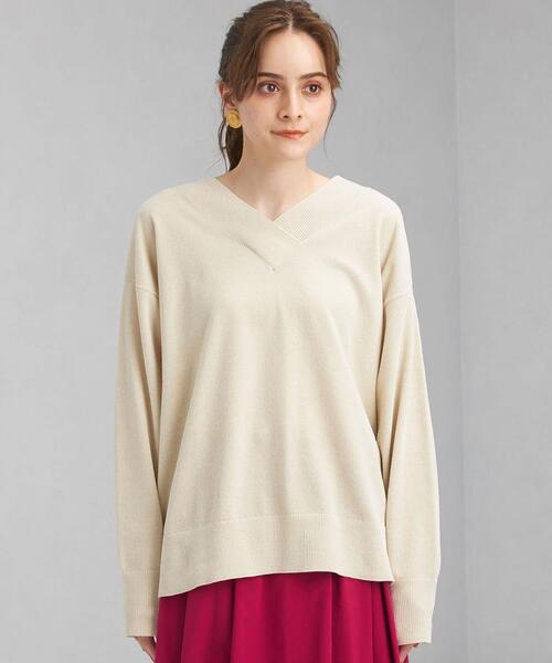 green label relaxing（グリーンレーベルリラクシング）の「HG モール Vネック プルオーバー ニット -ウォッシャブル-（ニット/セーター・レディース・ブラック/ベージュ/パープル・FREE）」の17枚目の写真