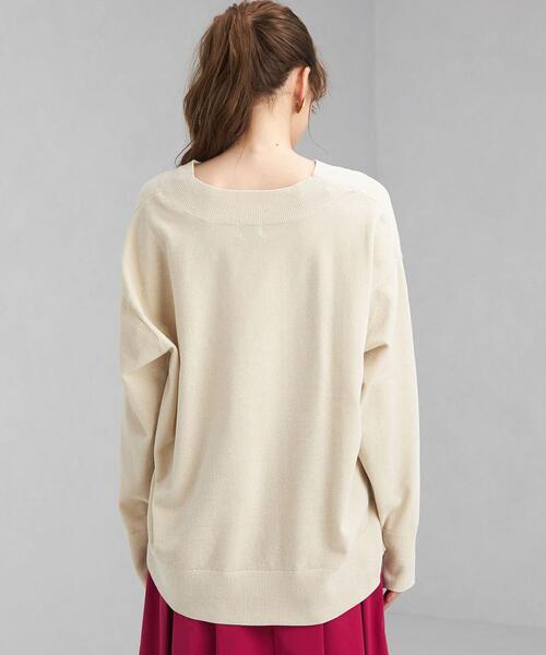 green label relaxing（グリーンレーベルリラクシング）の「HG モール Vネック プルオーバー ニット -ウォッシャブル-（ニット/セーター・レディース・ブラック/ベージュ/パープル・FREE）」の9枚目の写真