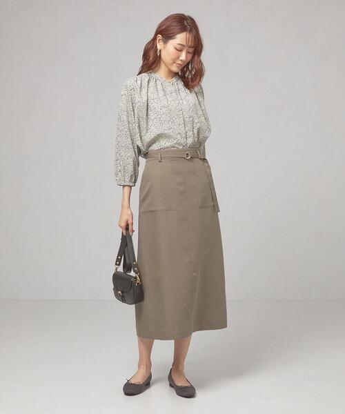 closet story（クローゼットストーリー）の「＜closet story（クローゼットストーリー）＞ デニムライク ウエストベルト ロングスカート -ウォッシャブル-（スカート・レディース・ネイビー/オリーブ・FREE）」の6枚目の写真