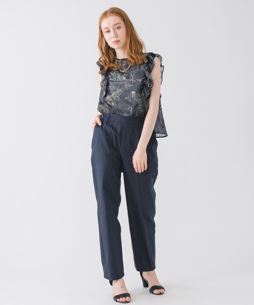 DOLLUPOOPS（ドールアップウップス）の「DOLL UP OOPS サファリプリントフリルスリーブロンパース（つなぎ/オールインワン・レディース・ブラック/ホワイト・FREE）」の2枚目の写真