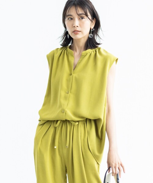 THE SHOP TK (ザ ショップ ティーケー )の「◆【イージーケア】麻調ノースリーブブラウス(シャツ/ブラウス・レディース・ブラック/オフホワイト/カーキ/イエロー/グリーン・12/13)」の5枚目の写真