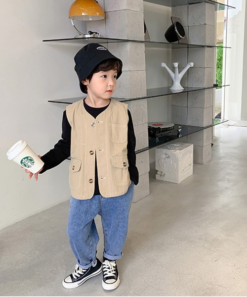 aimoha（アイモハ）の「【aimoha-KIDS-】【新作】子供服 ワーク ベスト（ベスト・キッズ・ベージュ・90/100/110/120/130/140）」の19枚目の写真