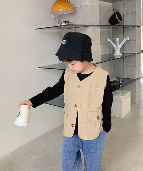 aimoha（アイモハ）の「【aimoha-KIDS-】【新作】子供服 ワーク ベスト（ベスト・キッズ・ベージュ・90/100/110/120/130/140）」の10枚目の写真