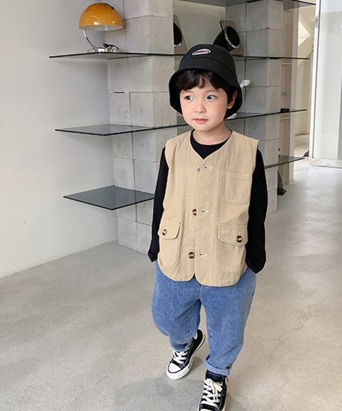 aimoha（アイモハ）の「【aimoha-KIDS-】【新作】子供服 ワーク ベスト（ベスト・キッズ・ベージュ・90/100/110/120/130/140）」の13枚目の写真