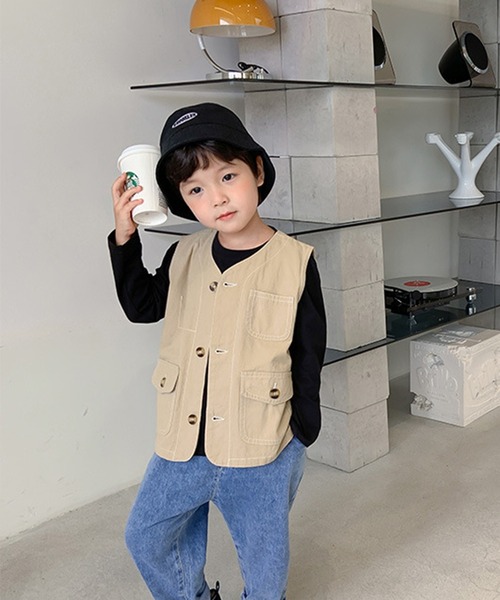aimoha（アイモハ）の「【aimoha-KIDS-】【新作】子供服 ワーク ベスト（ベスト・キッズ・ベージュ・90/100/110/120/130/140）」の7枚目の写真